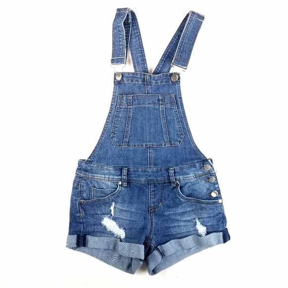 denim overall shorts for juniors